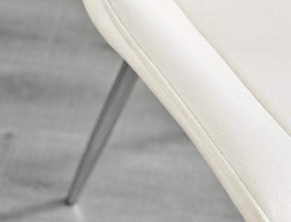 Novara White High Gloss 120cm Round Dining Table & 6 Pesaro Silver Leg Chairs