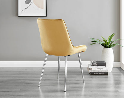 Novara White High Gloss 120cm Round Dining Table & 6 Pesaro Silver Leg Chairs