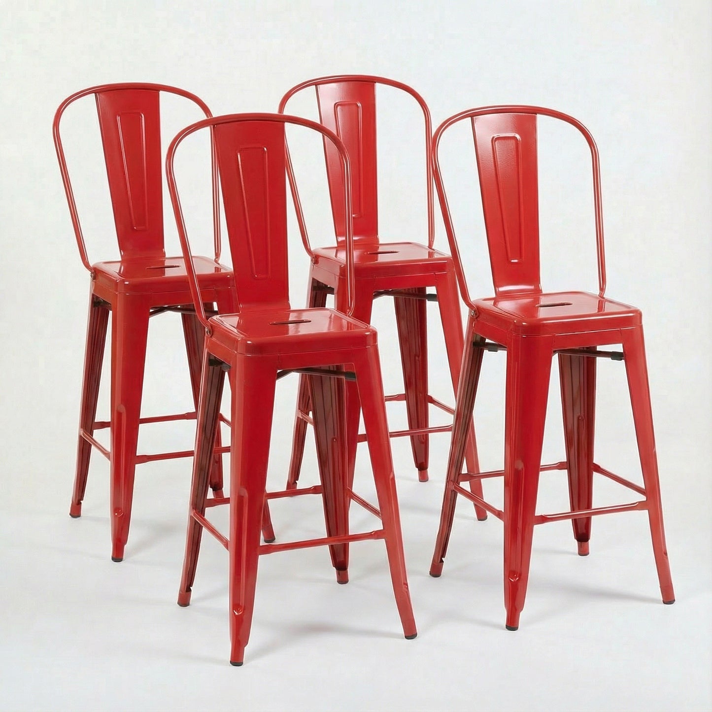 Bistro Pack of 4 24" Red Bar Chairs – Durable & Stylish