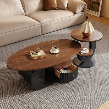 Retro Oval Walnut Coffee Table