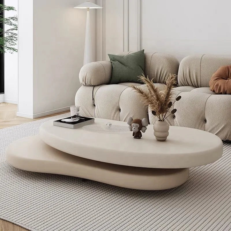 Modern Cream Cloud Coffee Table – Rotating Design for Stylish Living Rooms