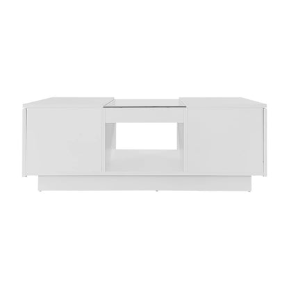 LED Lights Coffee Table for Living Room – Modern Center Table with Storage, 2 Tiers, 2 Drawers, and Large Surface