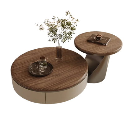 Nordic Walnut Wooden Coffee Table – Minimalist Design with Natural Drawer, White Finish, Living Room Furniture"