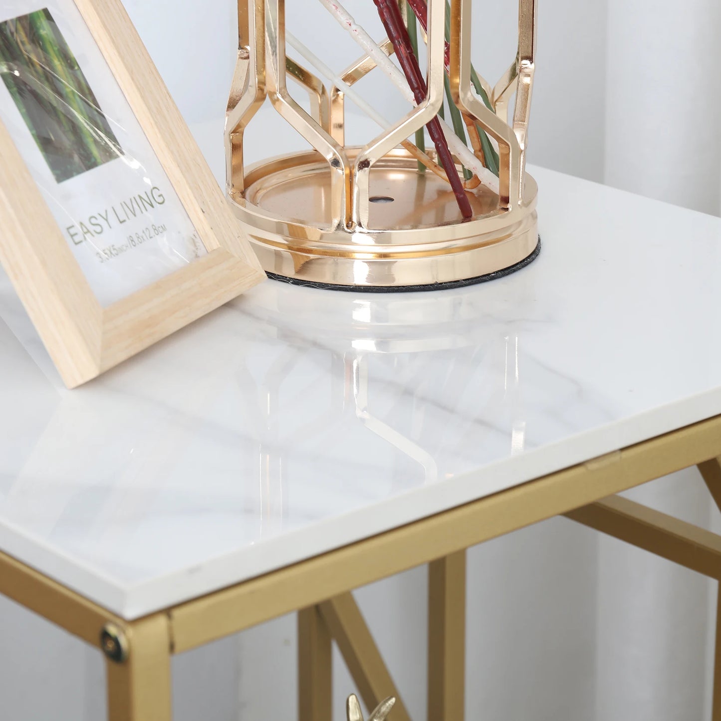 Modern 2-Tier Coffee Table with Sintered Stone Top and Storage - Modern Side Table with Storage