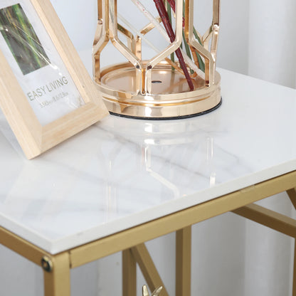 Modern 2-Tier Coffee Table with Sintered Stone Top and Storage - Modern Side Table with Storage