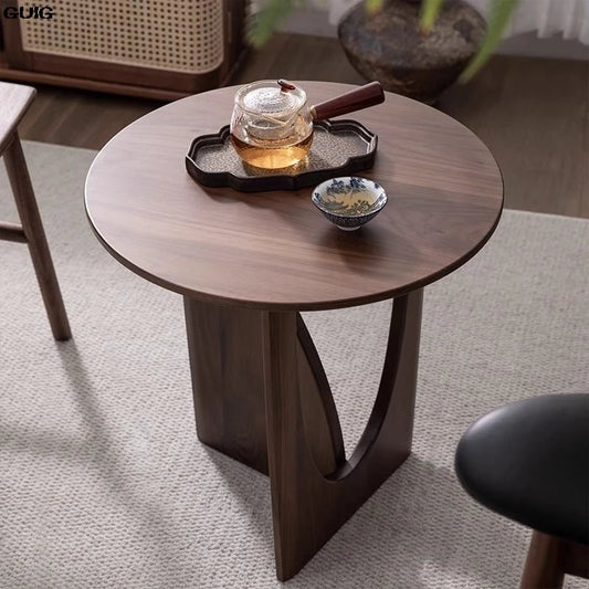 Nordic Round Solid Wood Coffee Table Sofa Side Table Bedroom Bedside Table