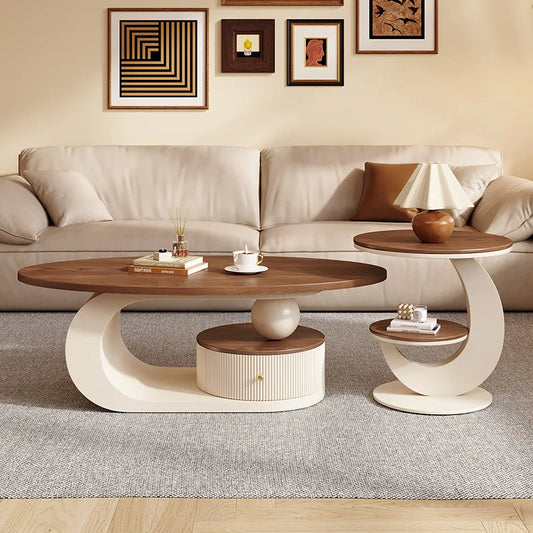 Retro Oval Walnut Coffee Table