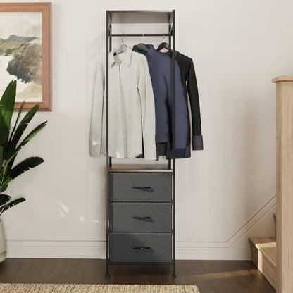 Industrial Urban Coat Storage Rack with 3 Fabric Drawers