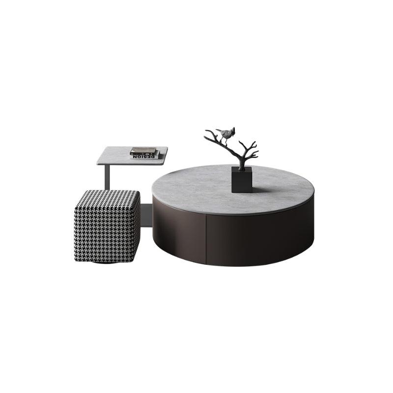 Alvis Coffee Table Set With Stool, Sintered Stone