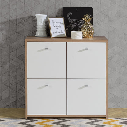Best Chest 4 Door Storage Cabinet White & Oak – Modern Unit