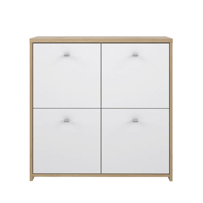 Best Chest 4 Door Storage Cabinet White & Oak – Modern Unit
