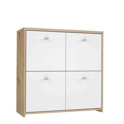 Best Chest 4 Door Storage Cabinet White & Oak – Modern Unit