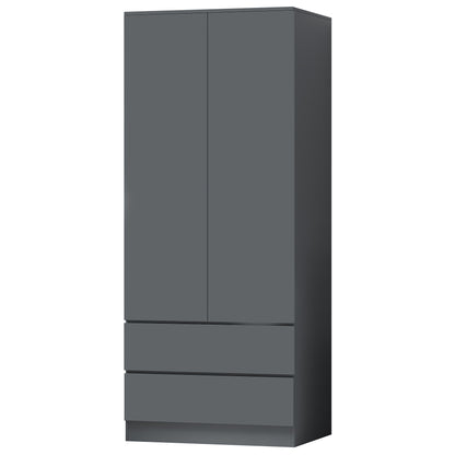 FWStyle Stora 2 Door 2 Drawer Wardrobe – Dark Grey Matt