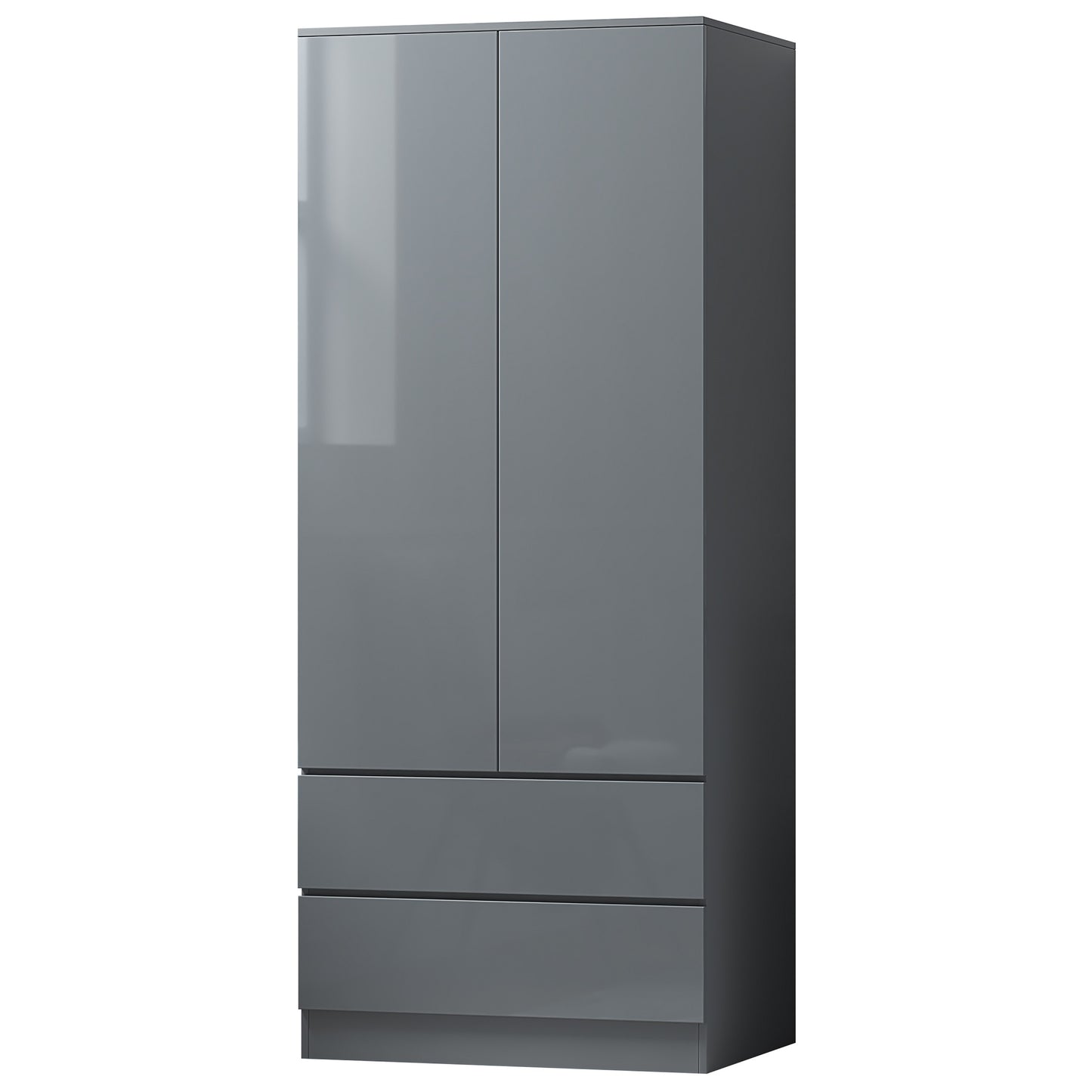 FWStyle Stora 2 Door 2 Drawer Wardrobe – Grey Gloss