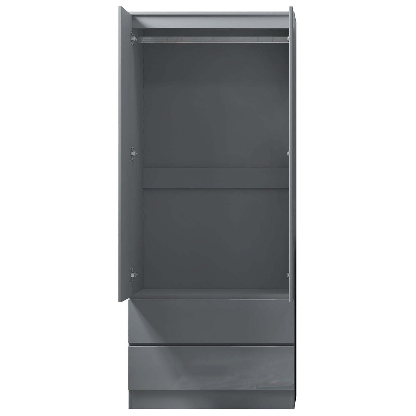 FWStyle Stora 2 Door 2 Drawer Wardrobe – Grey Gloss