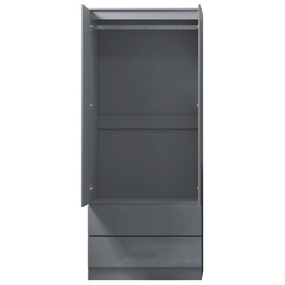 FWStyle Stora 2 Door 2 Drawer Wardrobe – Grey Gloss