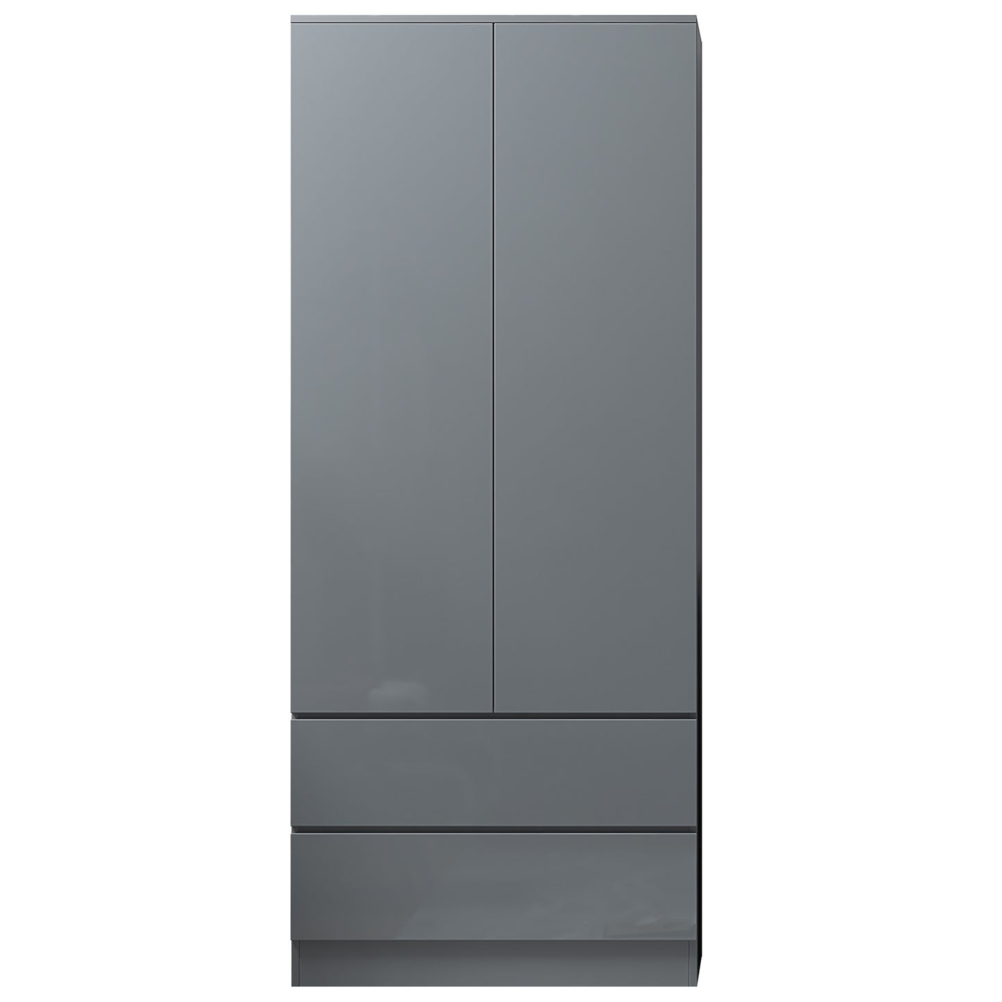 FWStyle Stora 2 Door 2 Drawer Wardrobe – Grey Gloss