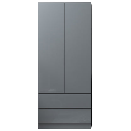 FWStyle Stora 2 Door 2 Drawer Wardrobe – Grey Gloss