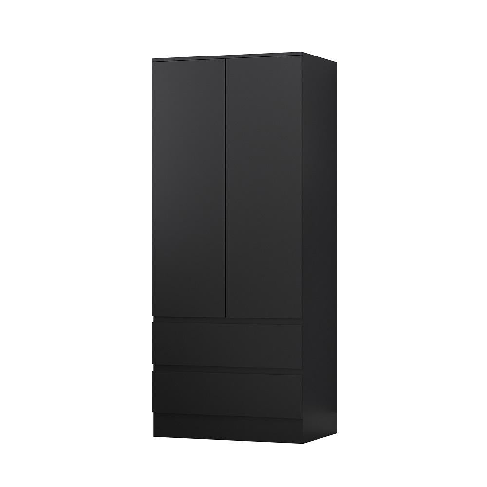 FWStyle Stora 2 Door 2 Drawer Wardrobe – Matt Black Finish
