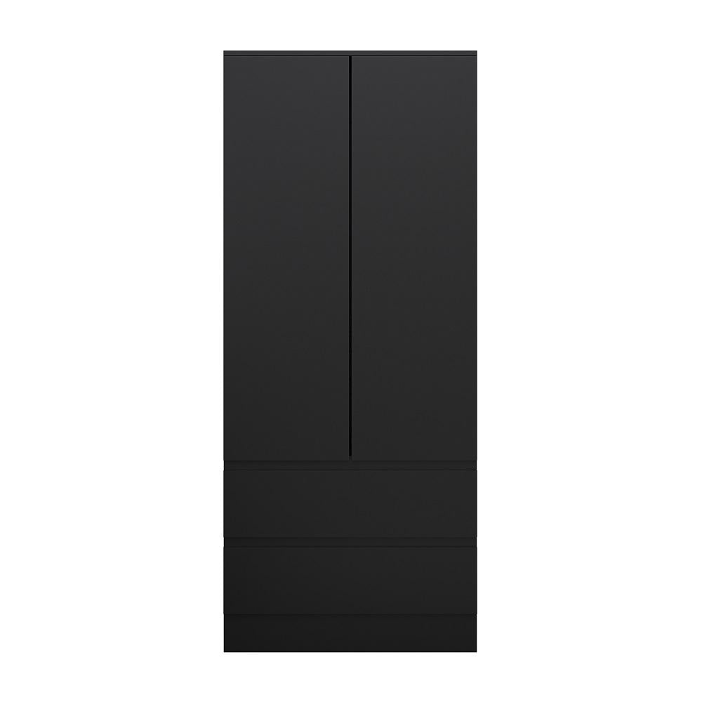 FWStyle Stora 2 Door 2 Drawer Wardrobe – Matt Black Finish