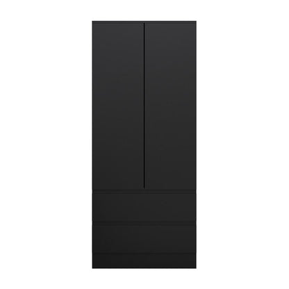 FWStyle Stora 2 Door 2 Drawer Wardrobe – Matt Black Finish