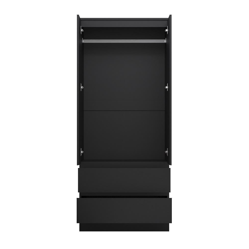 FWStyle Stora 2 Door 2 Drawer Wardrobe – Matt Black Finish