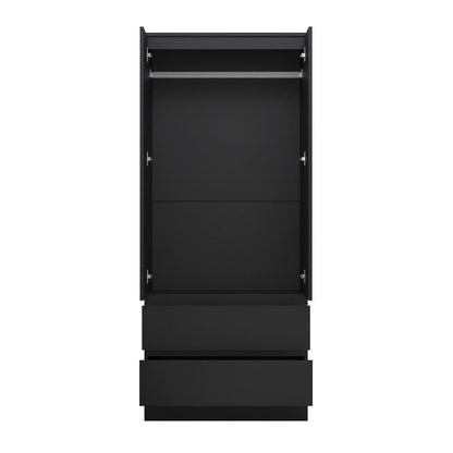 FWStyle Stora 2 Door 2 Drawer Wardrobe – Matt Black Finish