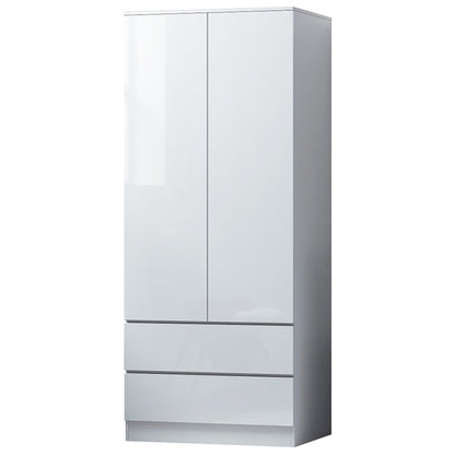 FWStyle Stora 2 Door 2 Drawer Wardrobe – White Gloss