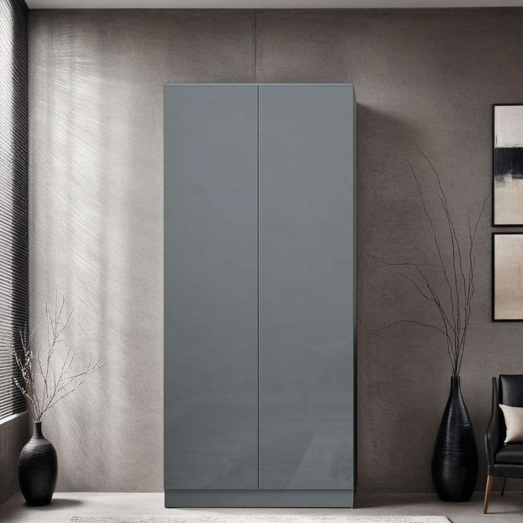 FWStyle Stora 2 Door Wardrobe – Grey Gloss