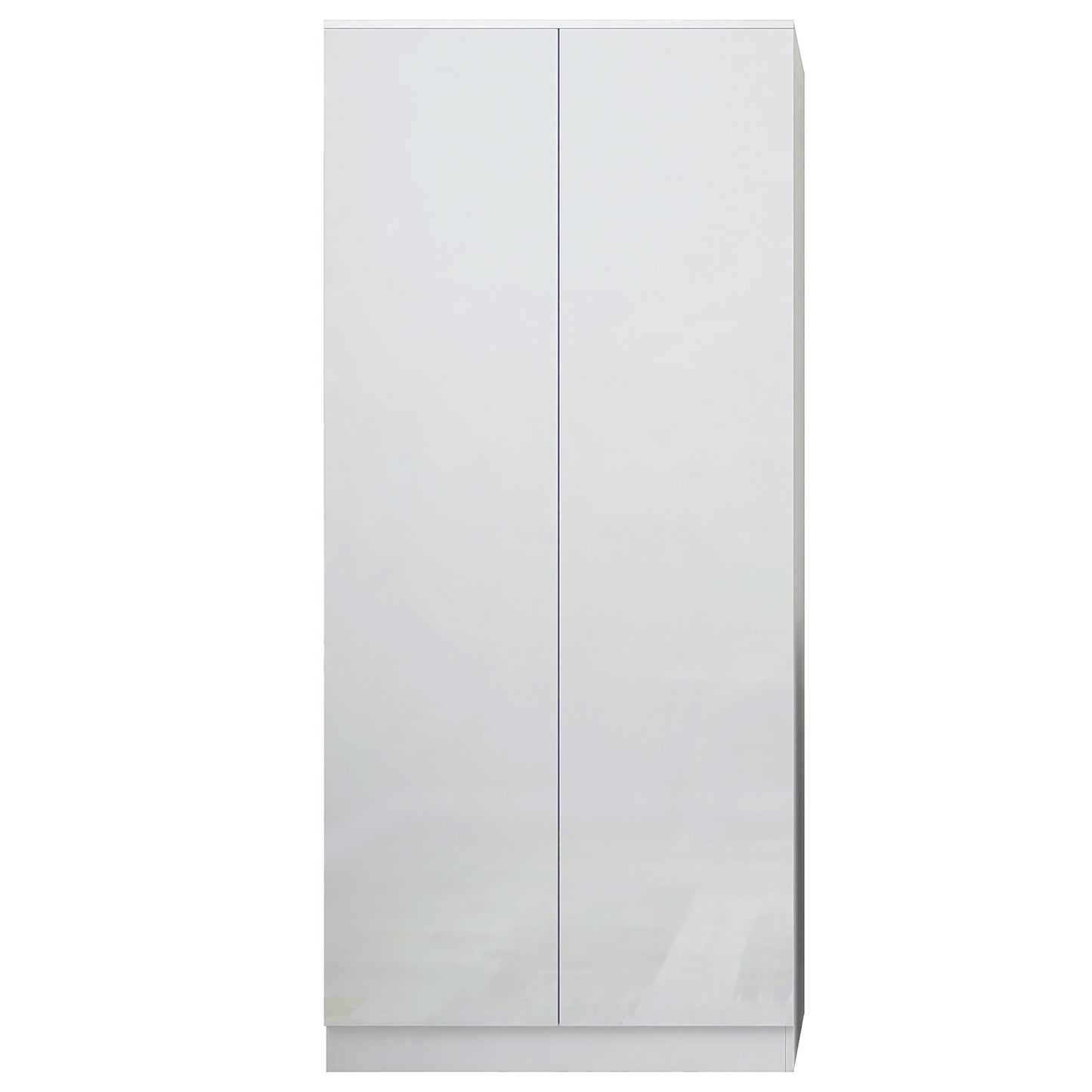 FWStyle Stora 2 Door Wardrobe White Gloss – Modern Bedroom Storage Cabinet