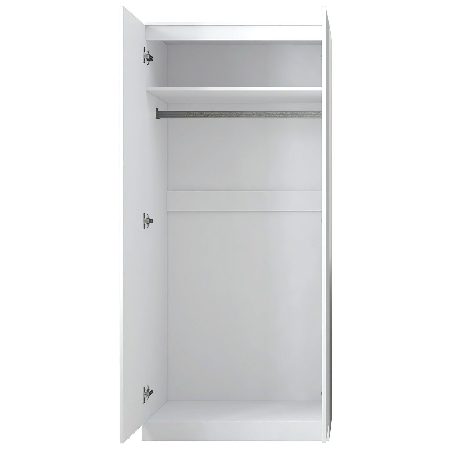 FWStyle Stora 2 Door Wardrobe White Gloss – Modern Bedroom Storage Cabinet