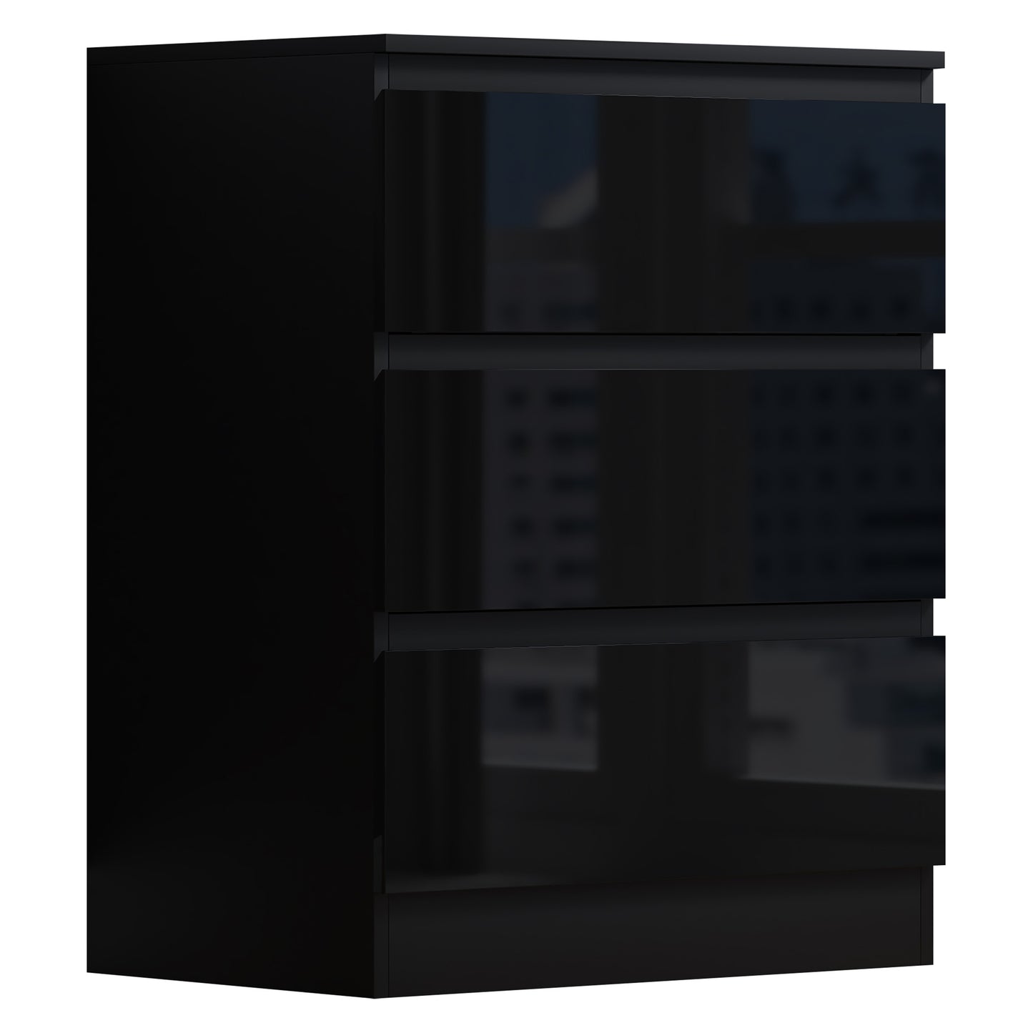 FWStyle Stora 3-Drawer Chest – Black Gloss Front
