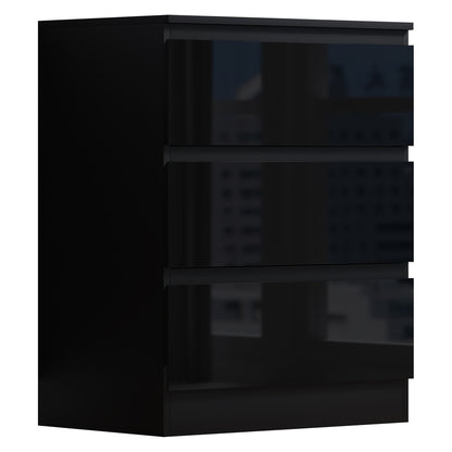 FWStyle Stora 3-Drawer Chest – Black Gloss Front