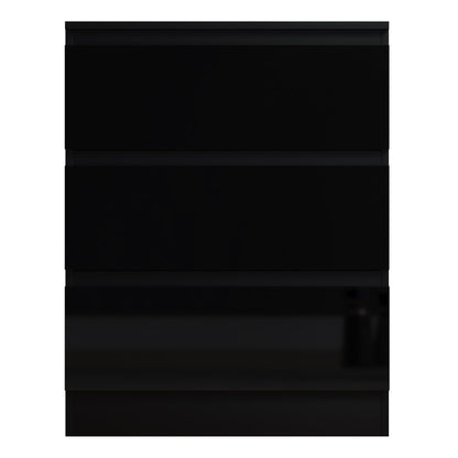 FWStyle Stora 3-Drawer Chest – Black Gloss Front