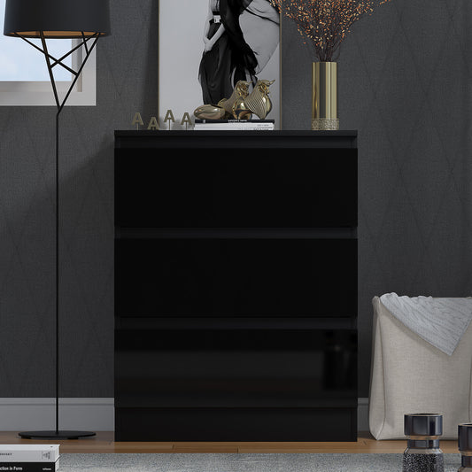FWStyle Stora 3-Drawer Chest – Black Gloss Front