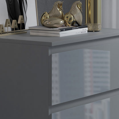 Stora 3 Drawer Chest of Drawers Grey Gloss Front