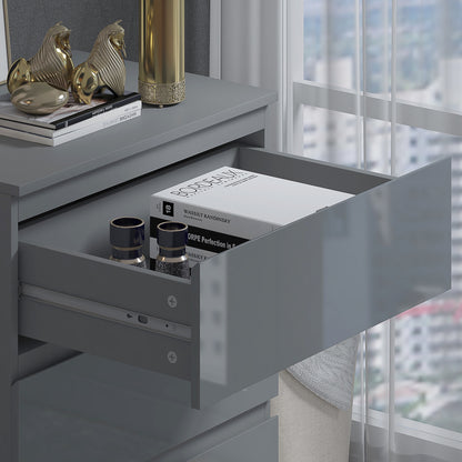 Stora 3 Drawer Chest of Drawers Grey Gloss Front