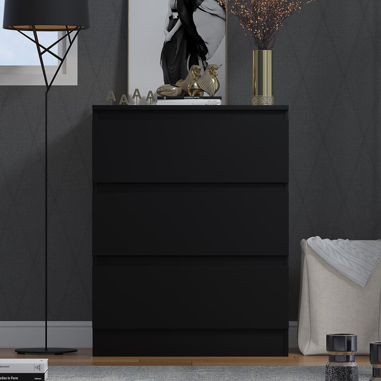 FWStyle Stora 3-Drawer Chest – Matt Black