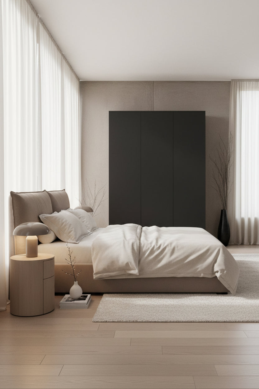 FWStyle Stora 3 Door Wardrobe – Matt Black
