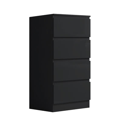 FWStyle Stora 4-Drawer Chest – Black Gloss Front