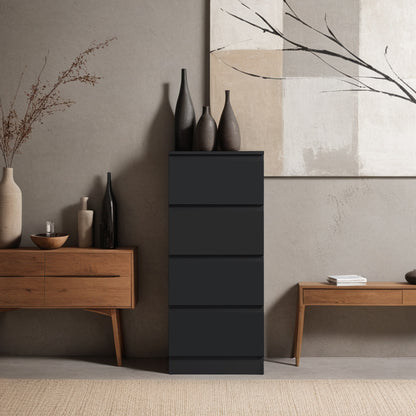 FWStyle Stora 4-Drawer Chest – Black Gloss Front