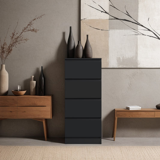 FWStyle Stora 4-Drawer Chest – Black Gloss Front