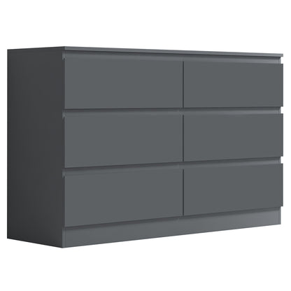 Stora 6 Drawer Wide Chest of Drawers – Matt Dark Grey
