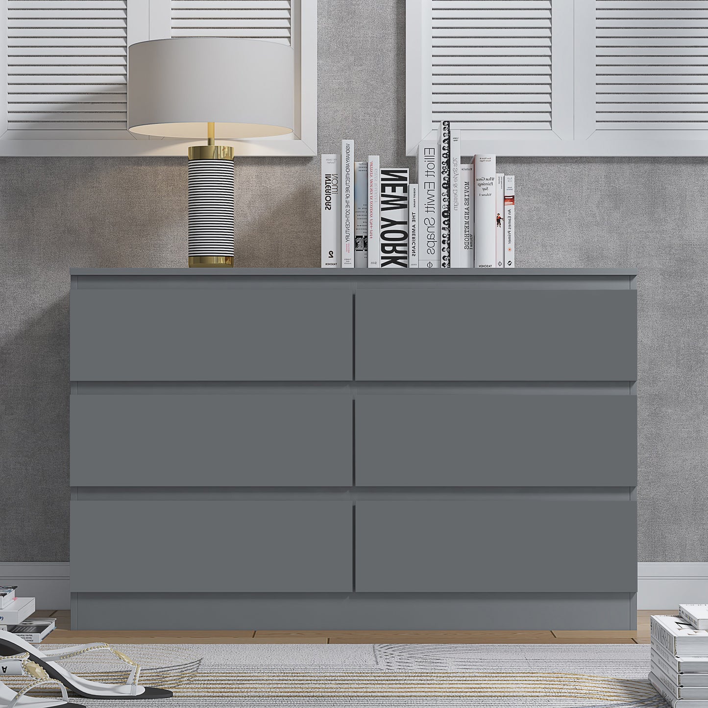 Stora 6 Drawer Wide Chest of Drawers – Matt Dark Grey