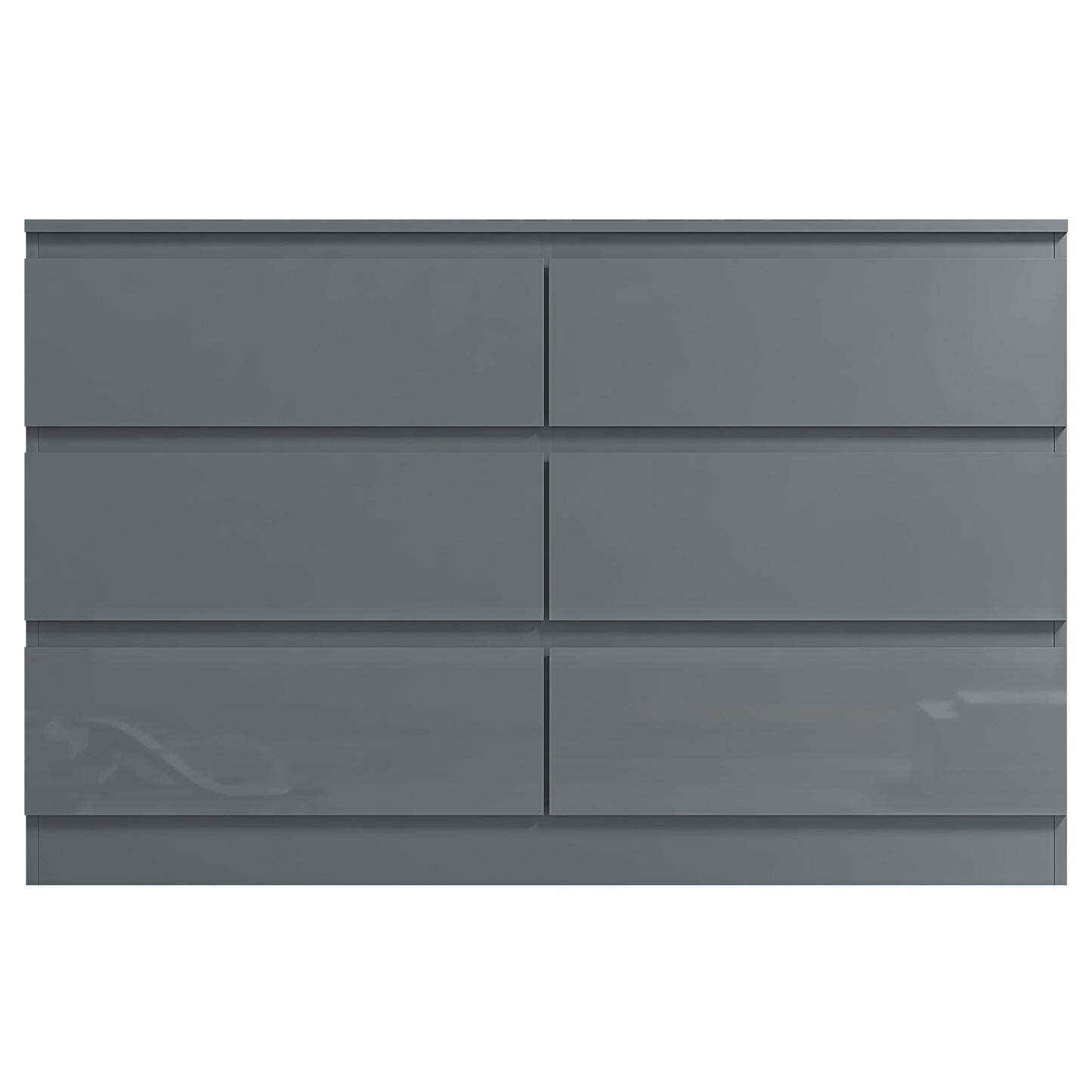 Stora 6 Drawer Wide Chest of Drawers – Grey Gloss Front