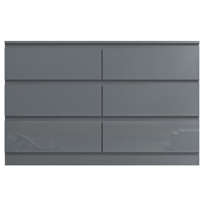 Stora 6 Drawer Wide Chest of Drawers – Grey Gloss Front