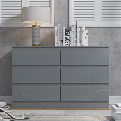 Stora 6 Drawer Wide Chest of Drawers – Grey Gloss Front