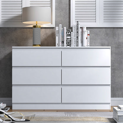 FWStyle Stora 6-Drawer Wide Chest – Matt White