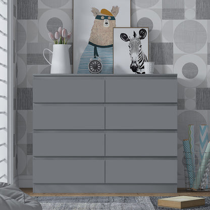 Stora 8 Drawer Wide Chest of Drawers – Matt Dark Grey