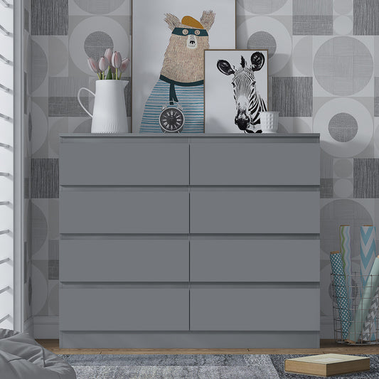 Stora 8 Drawer Wide Chest of Drawers – Matt Dark Grey
